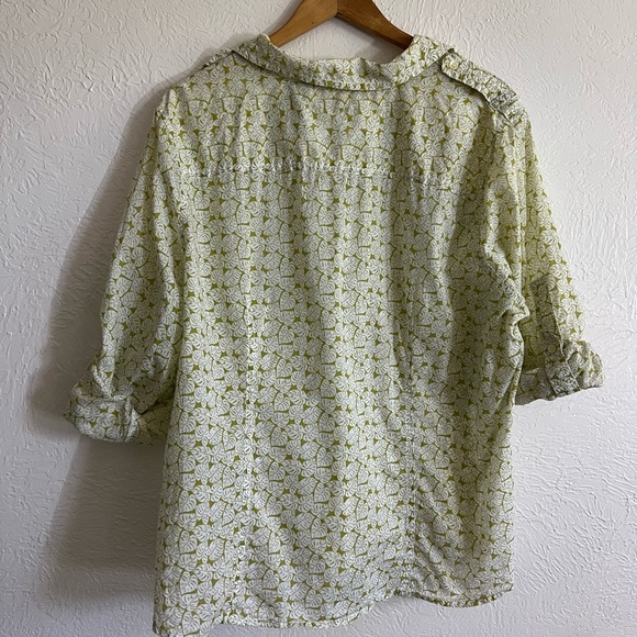Liz Claiborne Monstera Plant Leaf Long Sleeve Button Up Light Cotton Size XL - Picture 6 of 7